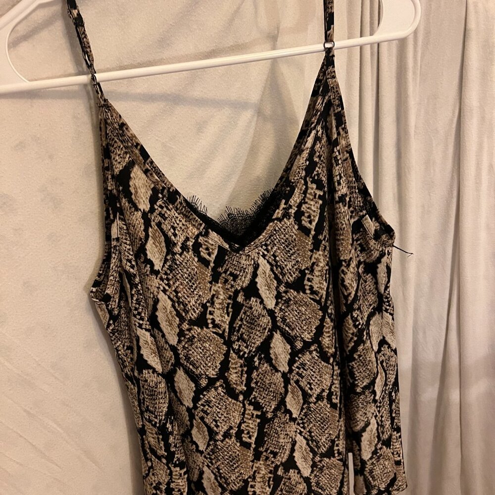 Blu Pepper Snakeskin & Lace Tank Top